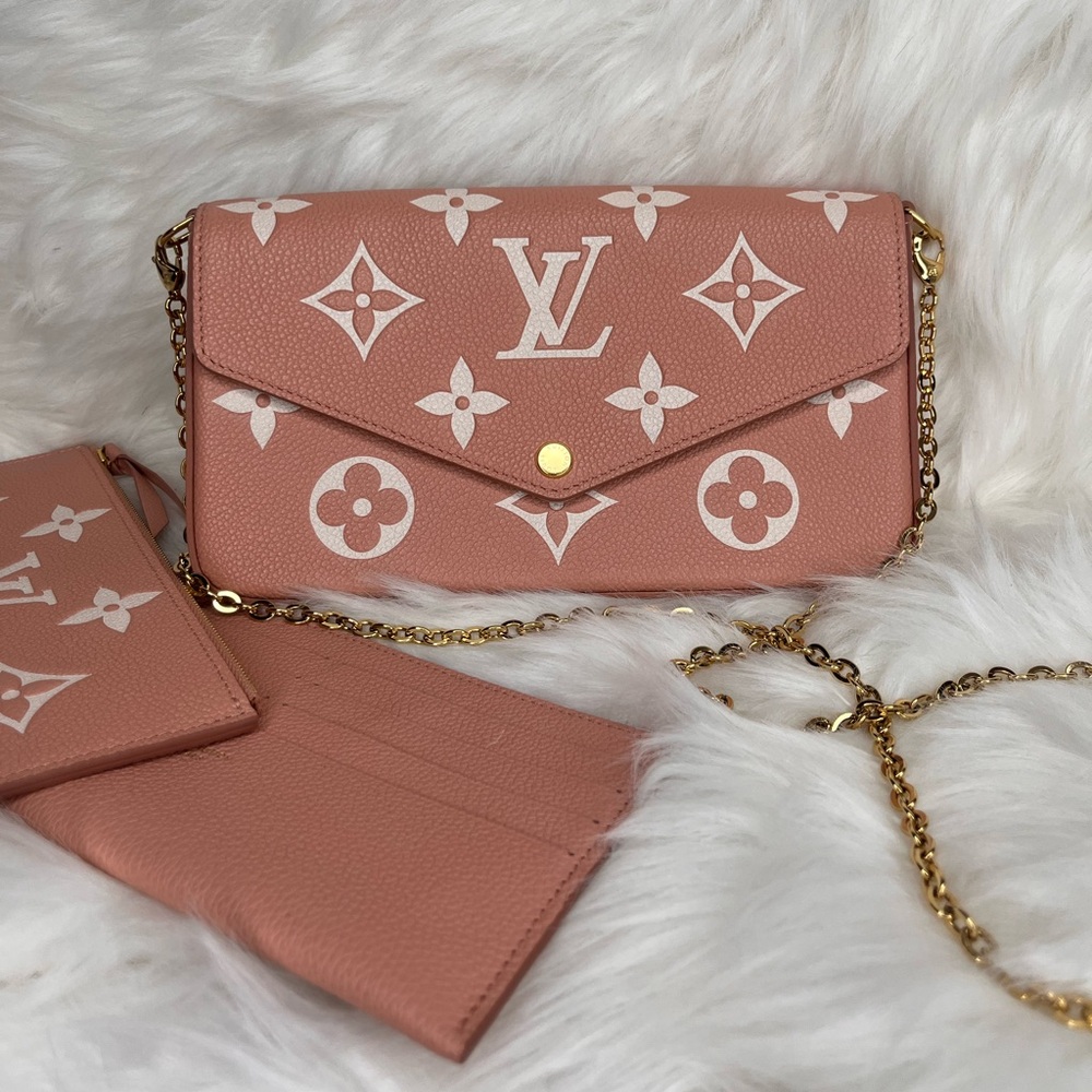 Empriente Monogram Giant Felicie Pochette Chain Wallet Rose Trianon Creme